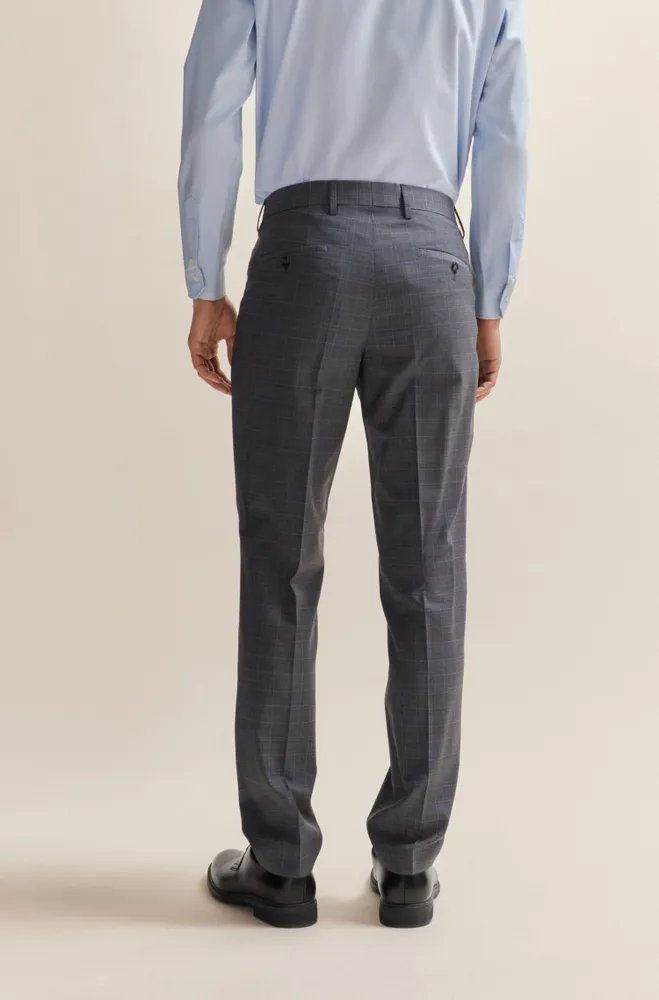 Slim-fit suit checked stretch wool