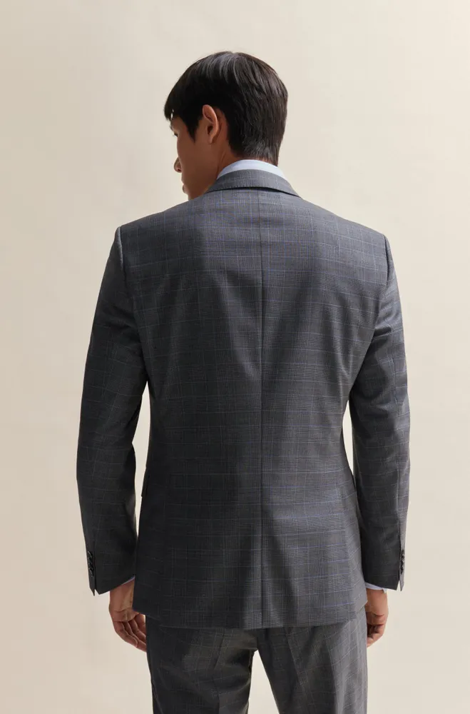 Slim-fit suit checked stretch wool