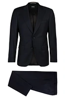 Slim-fit suit micro-patterned virgin wool