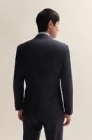 Three-piece slim-fit suit patterned stretch wool