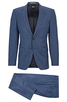 Slim-fit suit checked virgin-wool serge