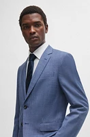 Slim-fit suit checked virgin-wool serge