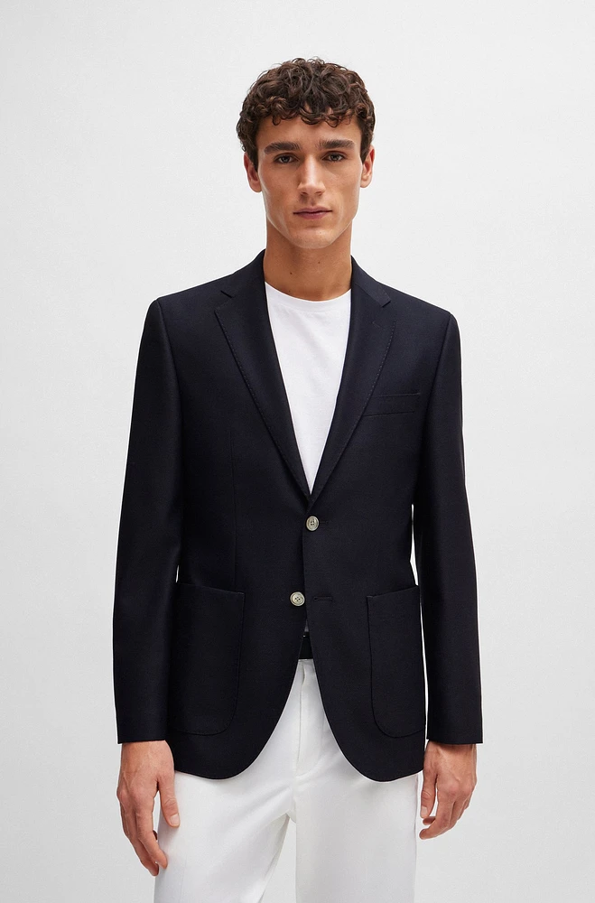 Regular-fit jacket micro-patterned virgin wool