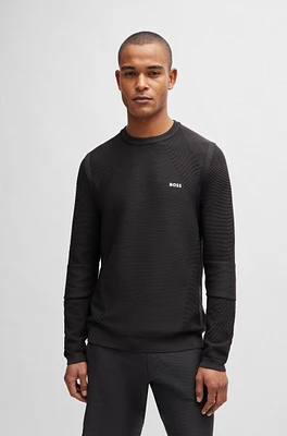 Regular-fit sweater with contrast logo and crew neck