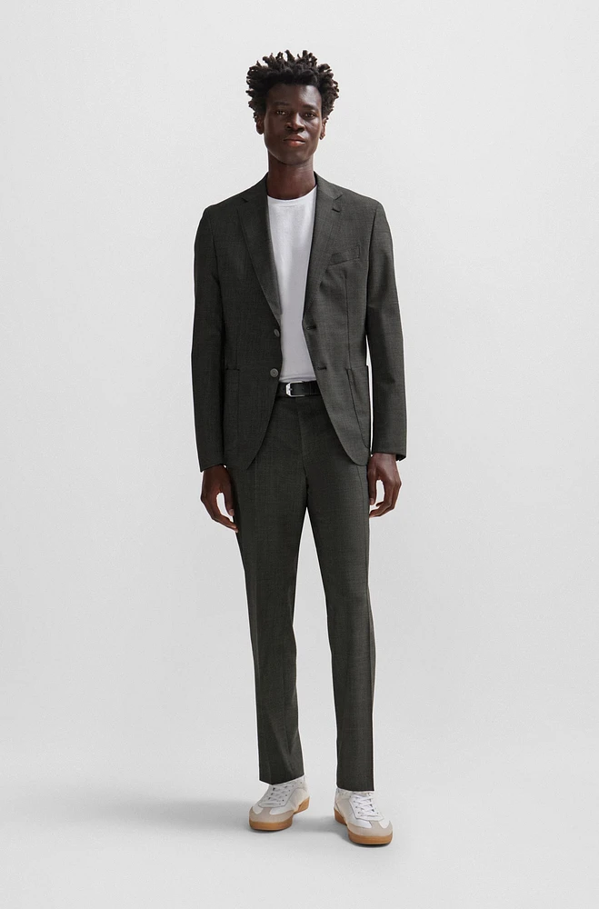 Slim-fit suit micro-patterned virgin wool