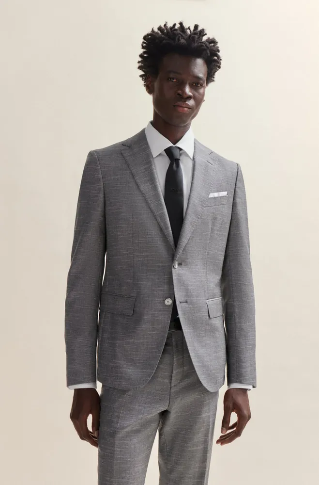 Slim-fit jacket a patterned wool blend