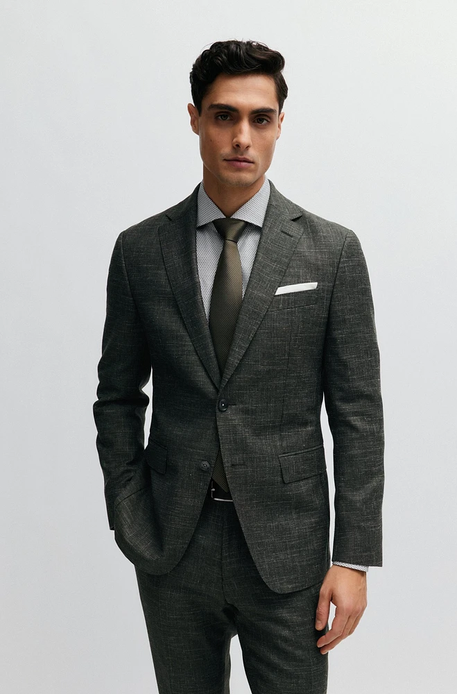 Slim-fit jacket a patterned wool blend