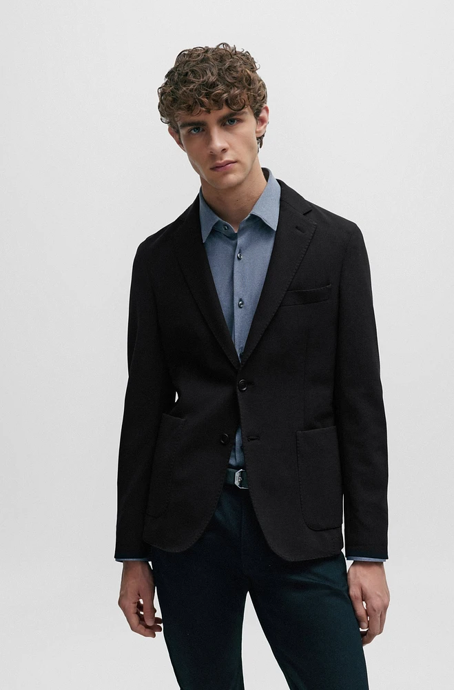 Slim-fit jacket micro-patterned performance-stretch material