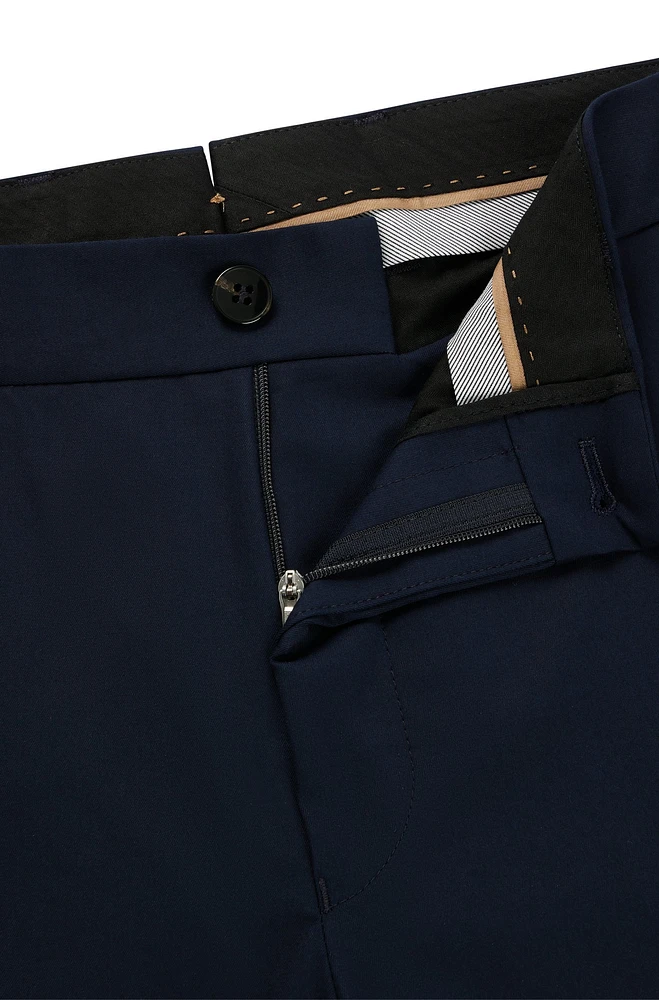 Slim-fit trousers stretch cotton with silk