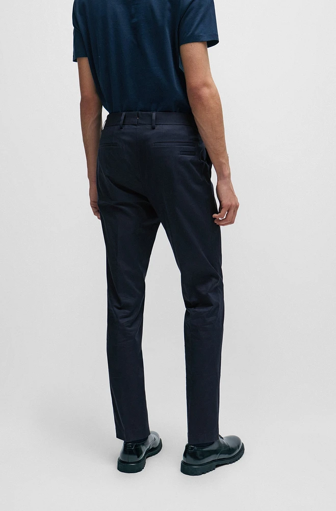 Slim-fit trousers stretch cotton with silk