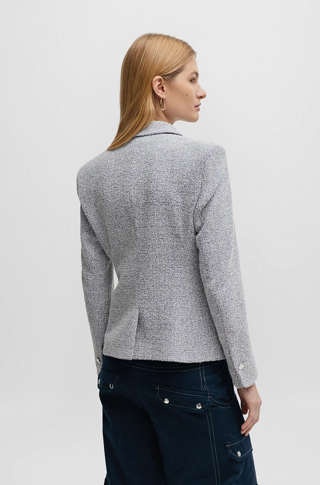 Chaqueta cruzada slim fit en tweed pesado