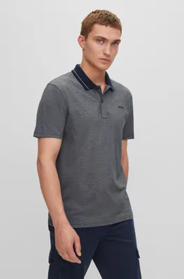 Regular-fit cotton-piqué polo shirt with logo print