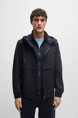 Regular-fit hooded jacket air-mesh stretch fabric