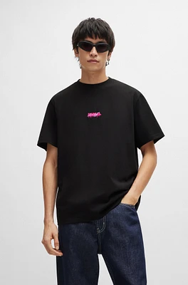 Cotton-jersey relaxed-fit T-shirt with double logo