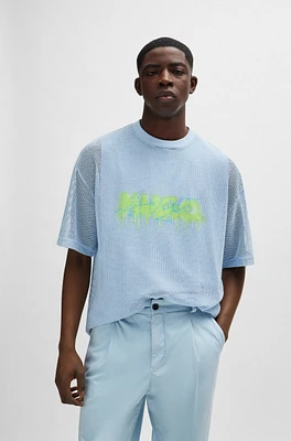 Mesh oversize-fit T-shirt with new-season logo