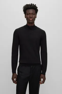 Regular-fit sweater with zip neckline