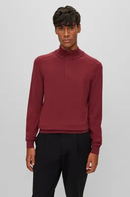 Regular-fit sweater with zip neckline