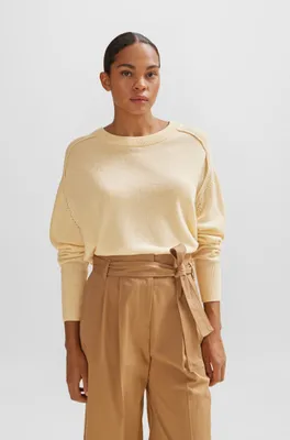 Melange sweater cashmere with seam details