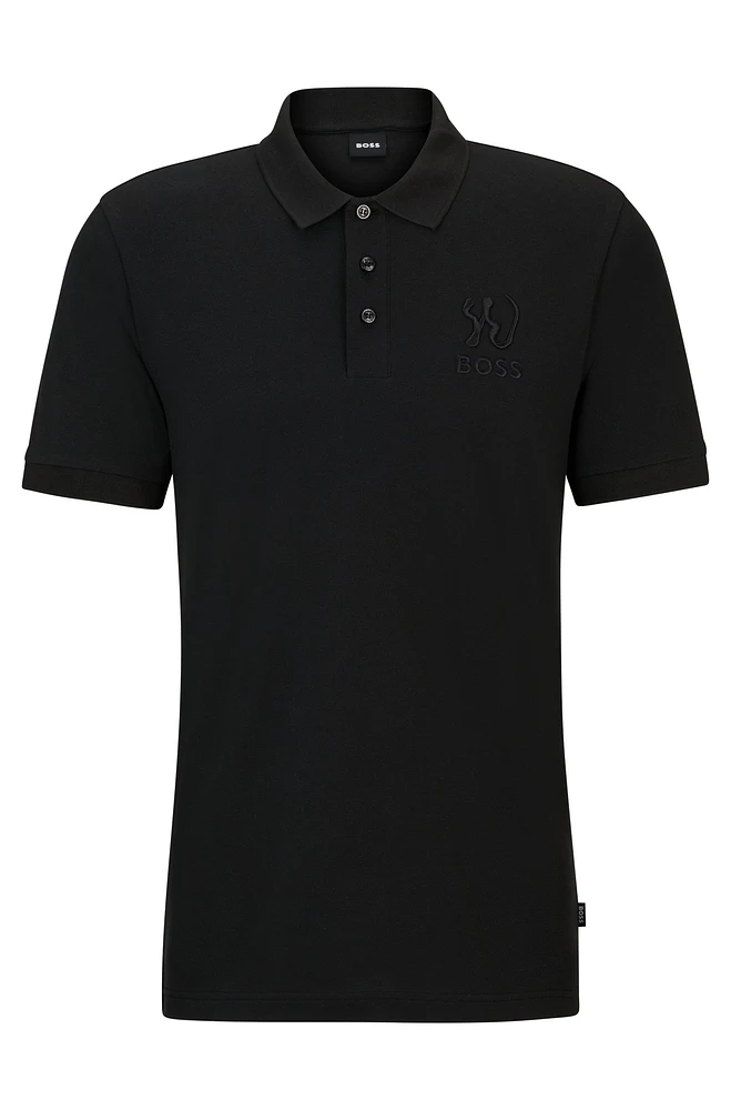 Mercerized-cotton polo shirt with special artwork