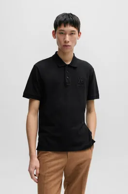 Mercerized-cotton polo shirt with special artwork