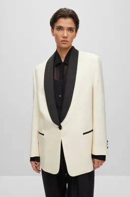 Oversize-fit jacket wool twill with shawl lapels