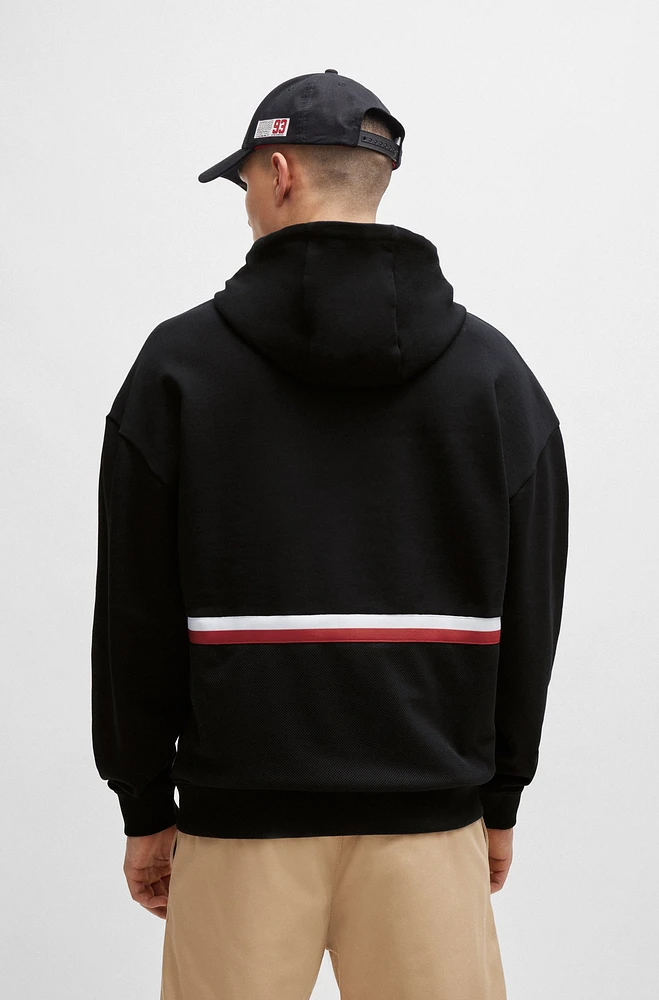 Cotton-terry relaxed-fit hoodie with sporty logo