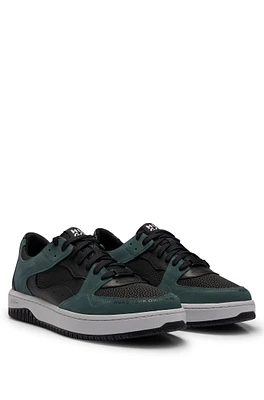 Lace-up trainers faux leather and suede