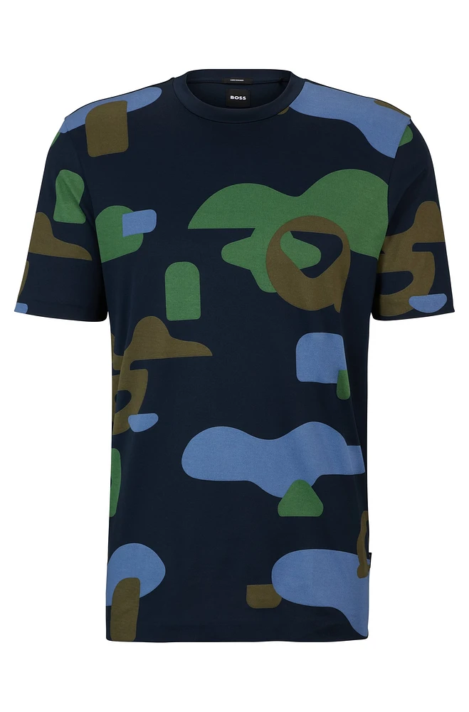 Mercerized-cotton T-shirt with seasonal pattern