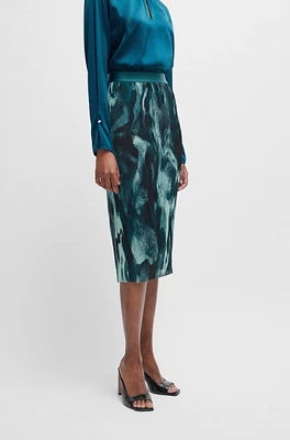Stretch-tulle slim-fit skirt with seasonal print