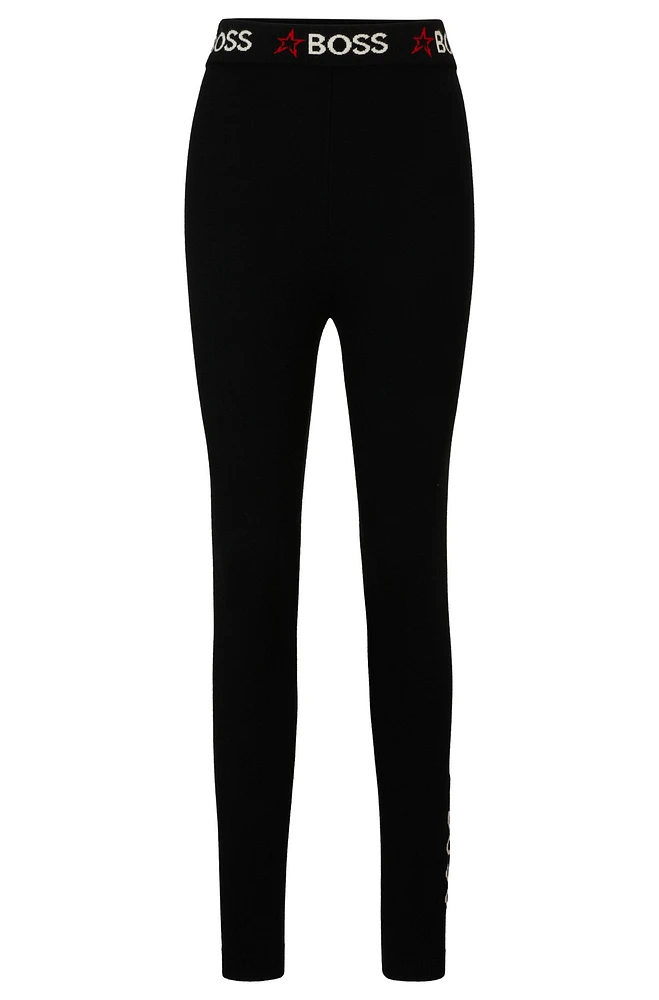 Leggings BOSS x Perfect Moment de lana virgen con detalle la marca