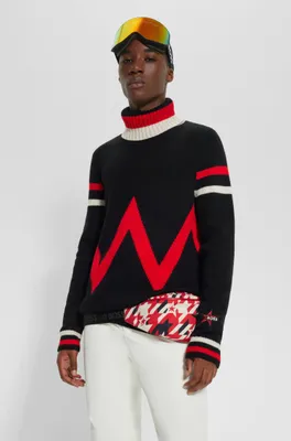 BOSS x Perfect Moment virgin-wool sweater with stripe intarsia