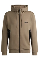 BOSS - Zip-up hoodie with 3D-molded logo Light Green