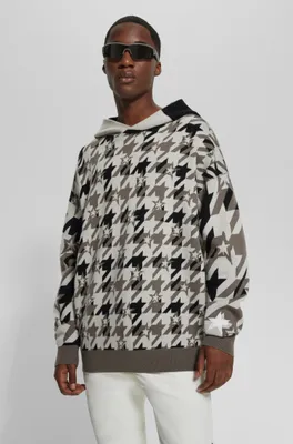 BOSS x Perfect Moment knitted-wool hoodie with houndstooth pattern