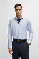 Regular-fit shirt structured performance-stretch fabric