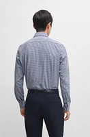 Regular-fit shirt checked performance-stretch fabric