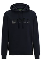 Cotton-piqué relaxed-fit hoodie with logo artwork