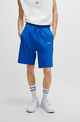 Cotton-terry color-blocked shorts with contrast panels