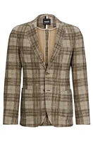 BOSS - Slim-fit jacket checked stretch jersey Light Brown