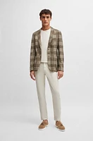 BOSS - Slim-fit jacket checked stretch jersey Light Brown