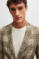 BOSS - Slim-fit jacket checked stretch jersey Light Brown