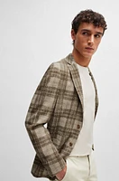 BOSS - Slim-fit jacket checked stretch jersey Light Brown