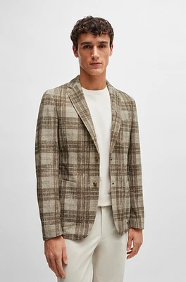 Slim-fit jacket checked stretch jersey