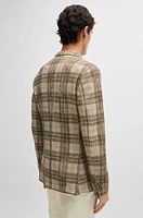 BOSS - Slim-fit jacket checked stretch jersey Light Brown