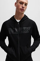 Cotton-terry zip-up hoodie with tonal logo print