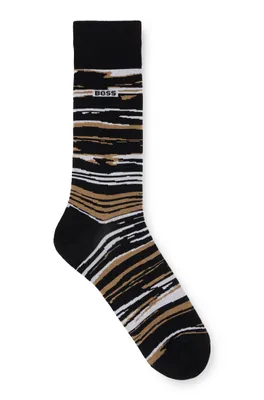 Striped regular-length socks in a mercerized-cotton blend