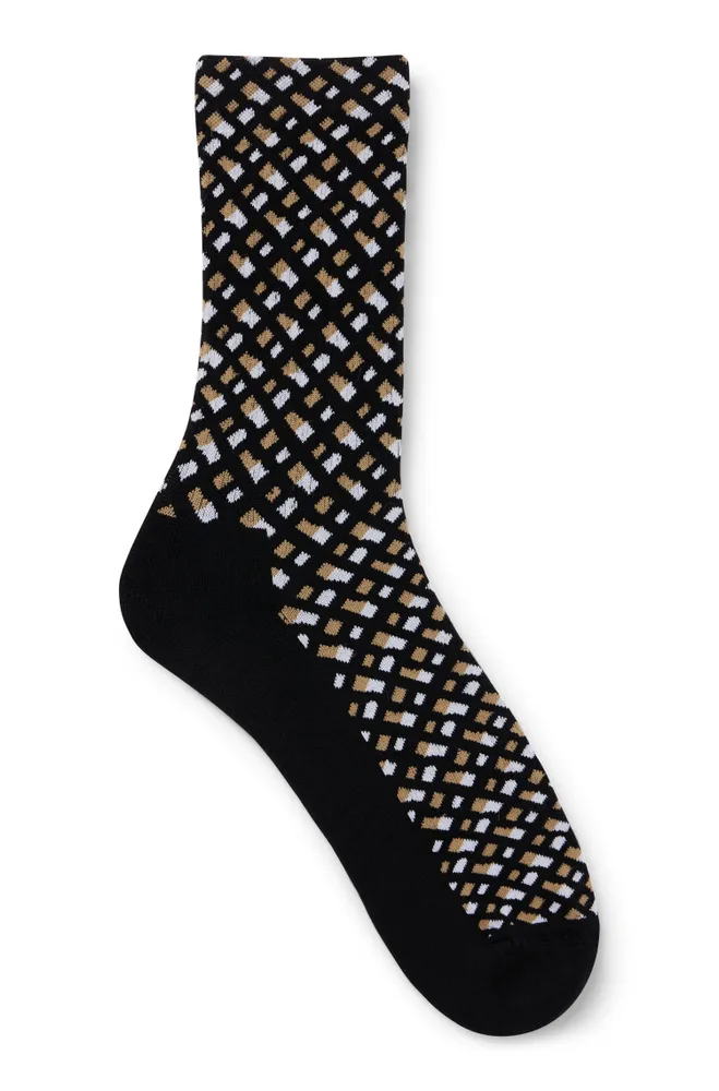 Regular-length socks with a monogram pattern