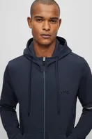 Cotton-piqué zip-up hoodie with logo detail