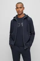 Cotton-piqué zip-up hoodie with logo detail