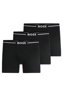 Three-pack of stretch-cotton boxer briefs with logos