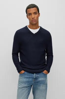 Wool-blend regular-fit sweater with logo detail